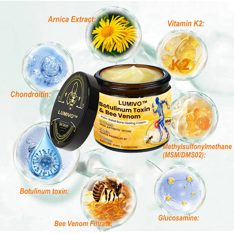 ⏰FLASH SALE: 59% OFF🔥LUMIVO™ Botulinum Toxin & Bee Venom Pain-Relief Bone Healing Cream